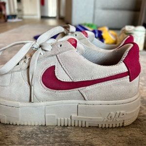 Nike AirForce 1 red suede shoes